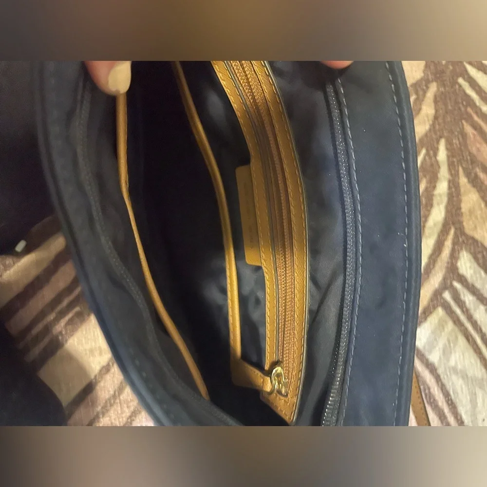 Michael Kors Dark Blue and Tan Messenger Bag